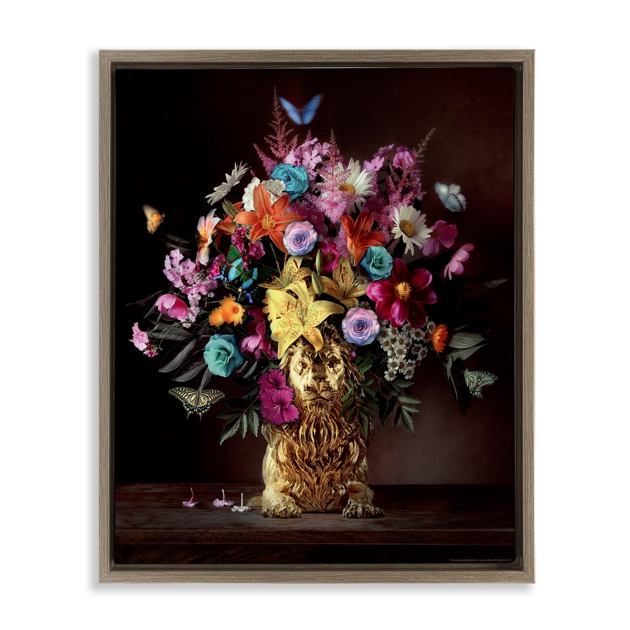 Stupell Industries Bouquet in Dog Vase Framed Floater Canvas Wall Art Design by Reinders